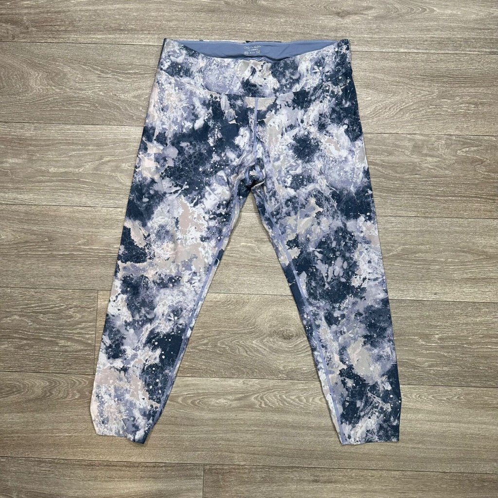 Calvin Klein Womens Performance Wick Leggings Blue Water Color Active Capri Xl
